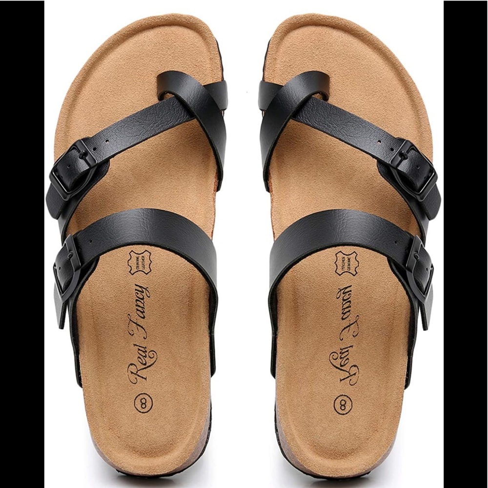 Men Toe Ring Flat Leather Sandals - image 4
